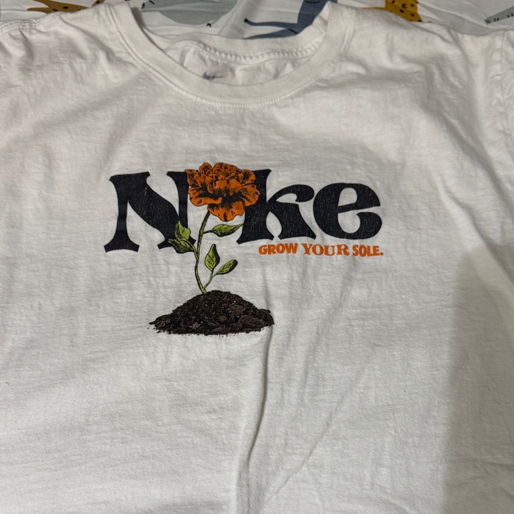 Nike White Tee with Floral Graphic
